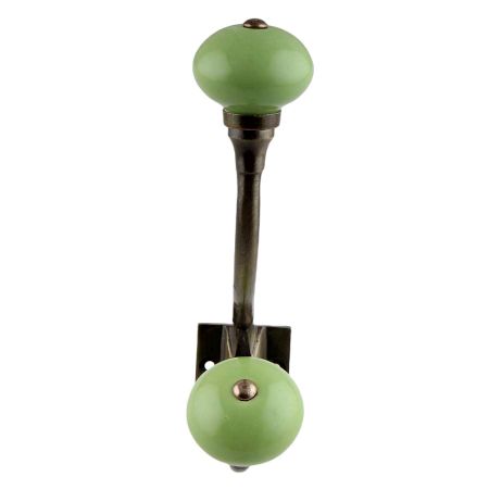 Lime Green Ceramic Antique Iron Hooks